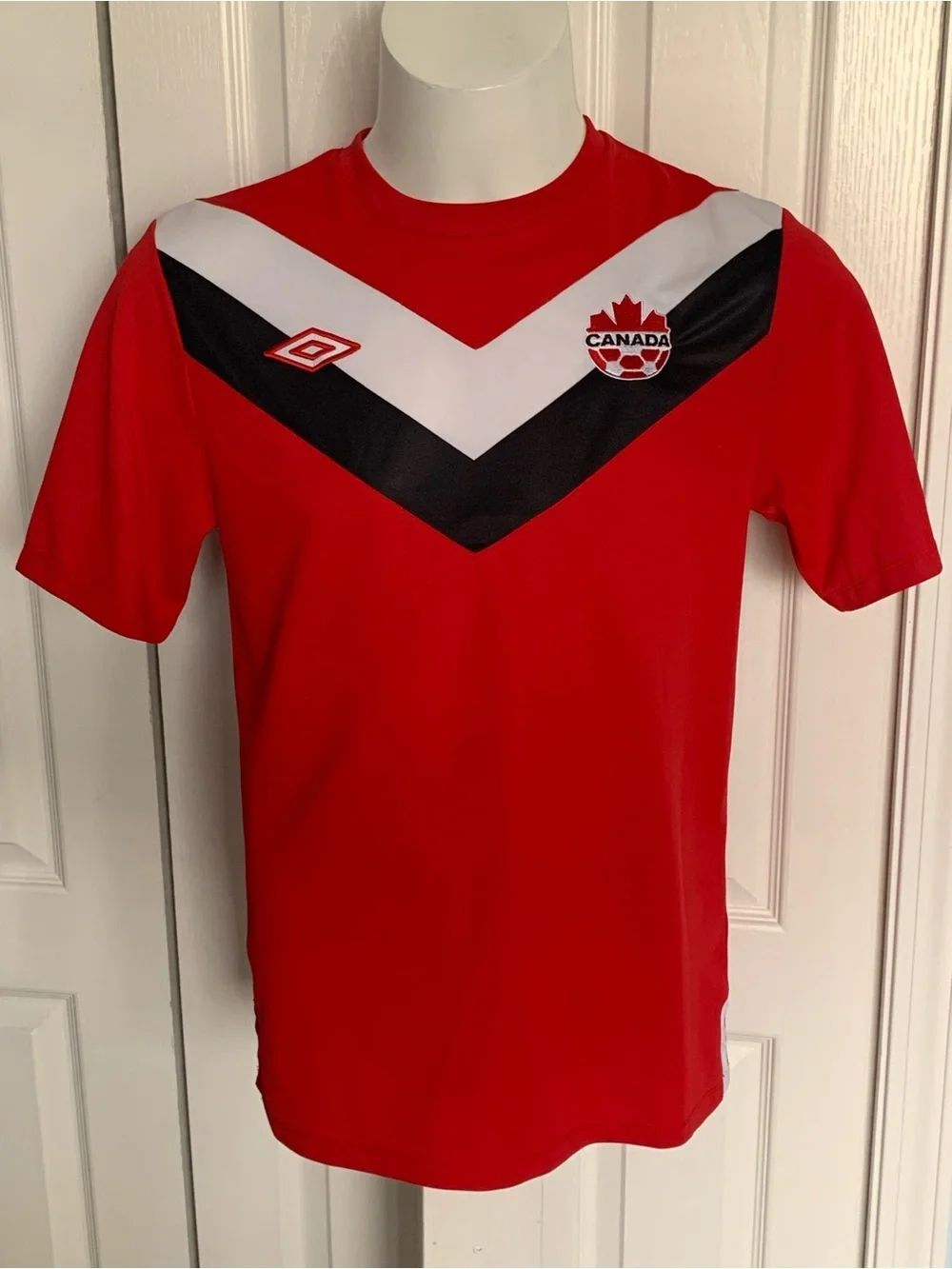 Umbro 2011 Red Soccer Jersey with White and Black V-Chevron